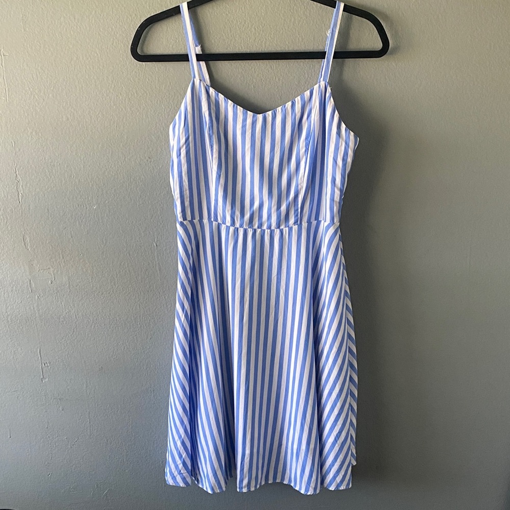 Old Navy Blue and White Striped Spaghetti Strap Mini Dress beachy nautical